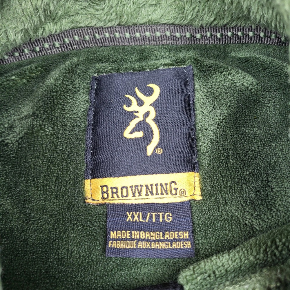 Browning Mens XXL Olive Green High Pile Fleece Quarter Snap Pullover Jacket - Picture 7 of 10